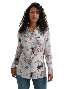 Wrangler NWT Women's Blue Retro Pearl Snap Long Sleeve XS